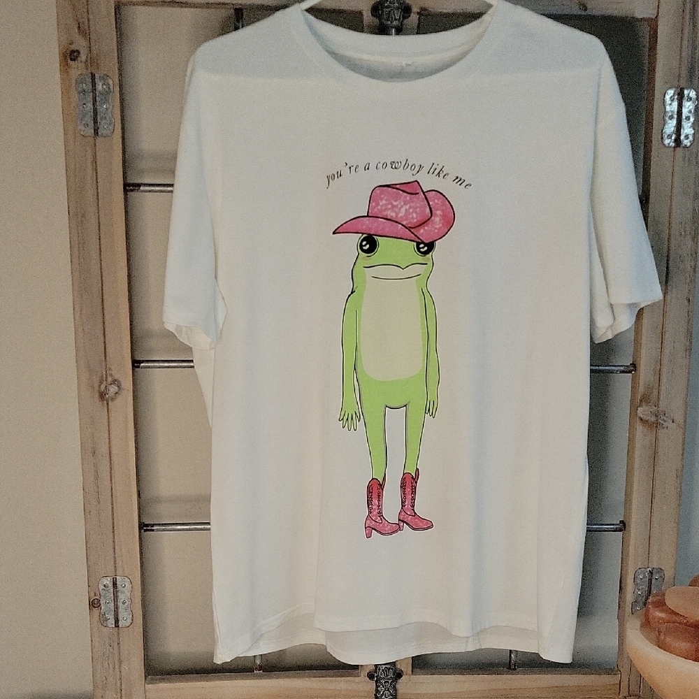 T-Shirt Frog Graphic White and Green